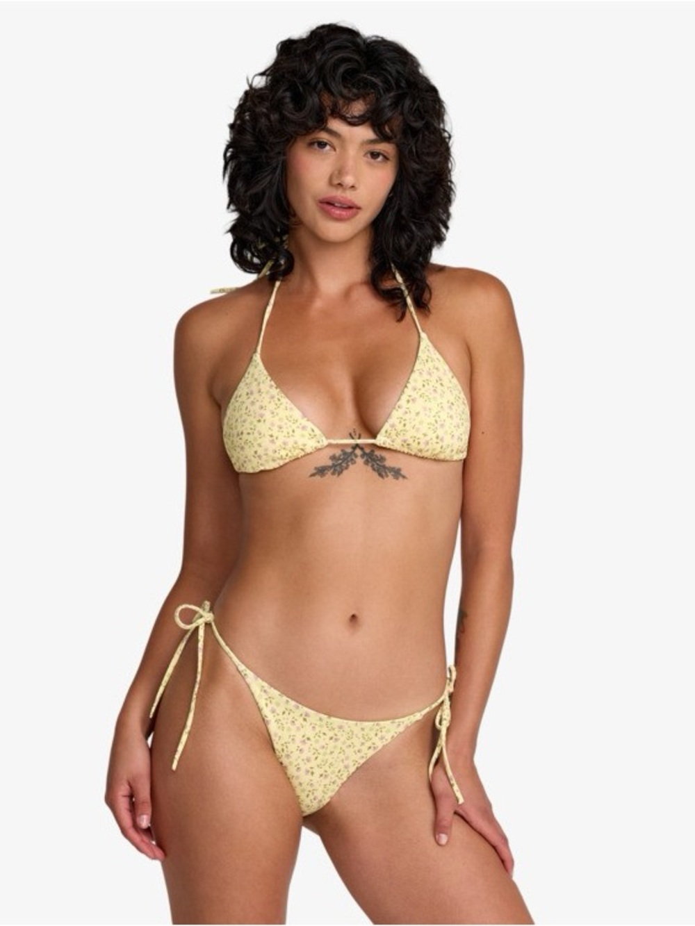 Dippin Daisys Yellow Floral String Bikini Set Size S